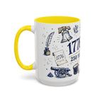 America 250 Coffee Mug | 1776-2026 Patriotic 4th of July Gift | Accent Color Ceramic 11oz 15oz