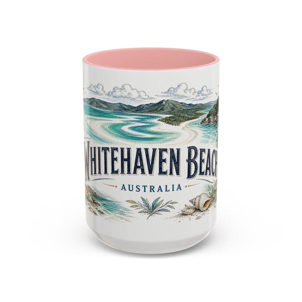 Whitehaven Beach Mug, Australia Travel Souvenir, Bucket List Gift, Accent Ceramic Coffee Mug 11oz 15oz