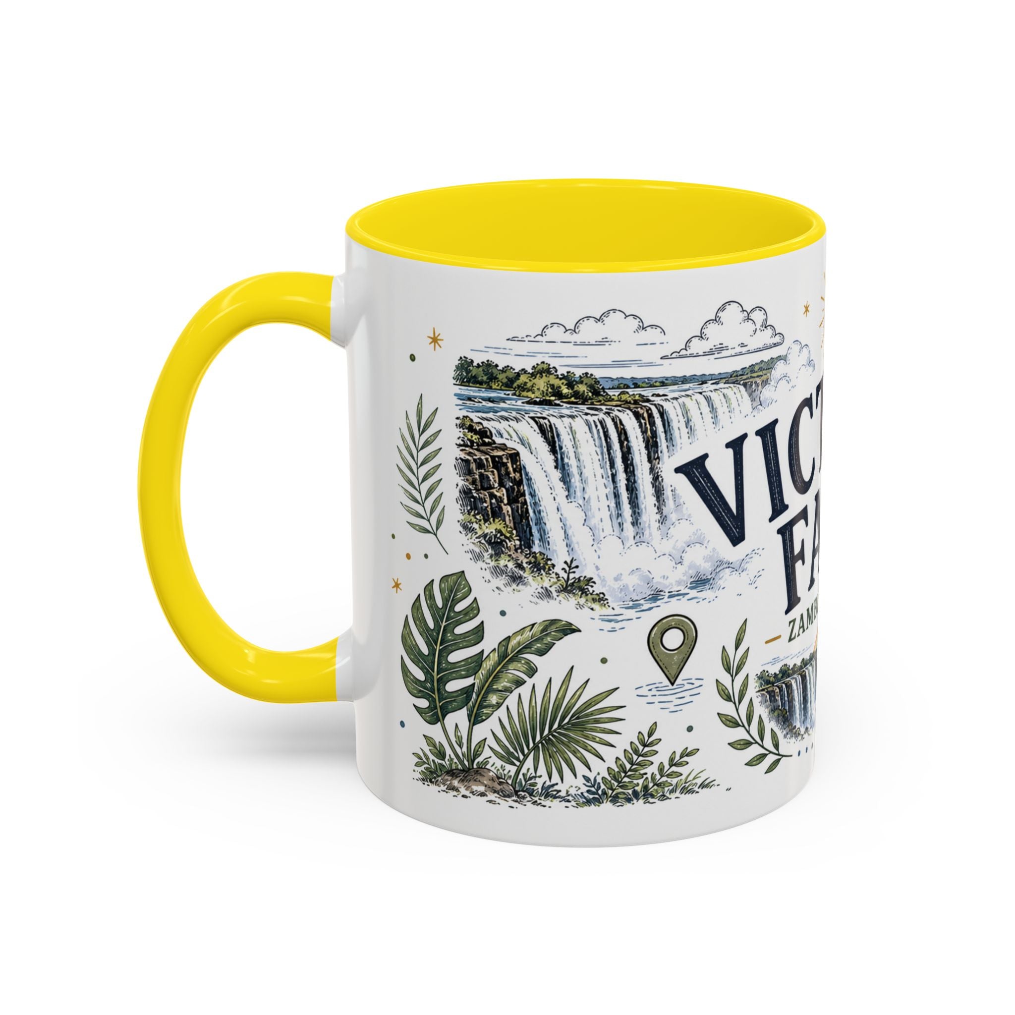 Victoria Falls Coffee Mug | Travel Destination Souvenir Gift | Accent Color Ceramic 11oz 15oz