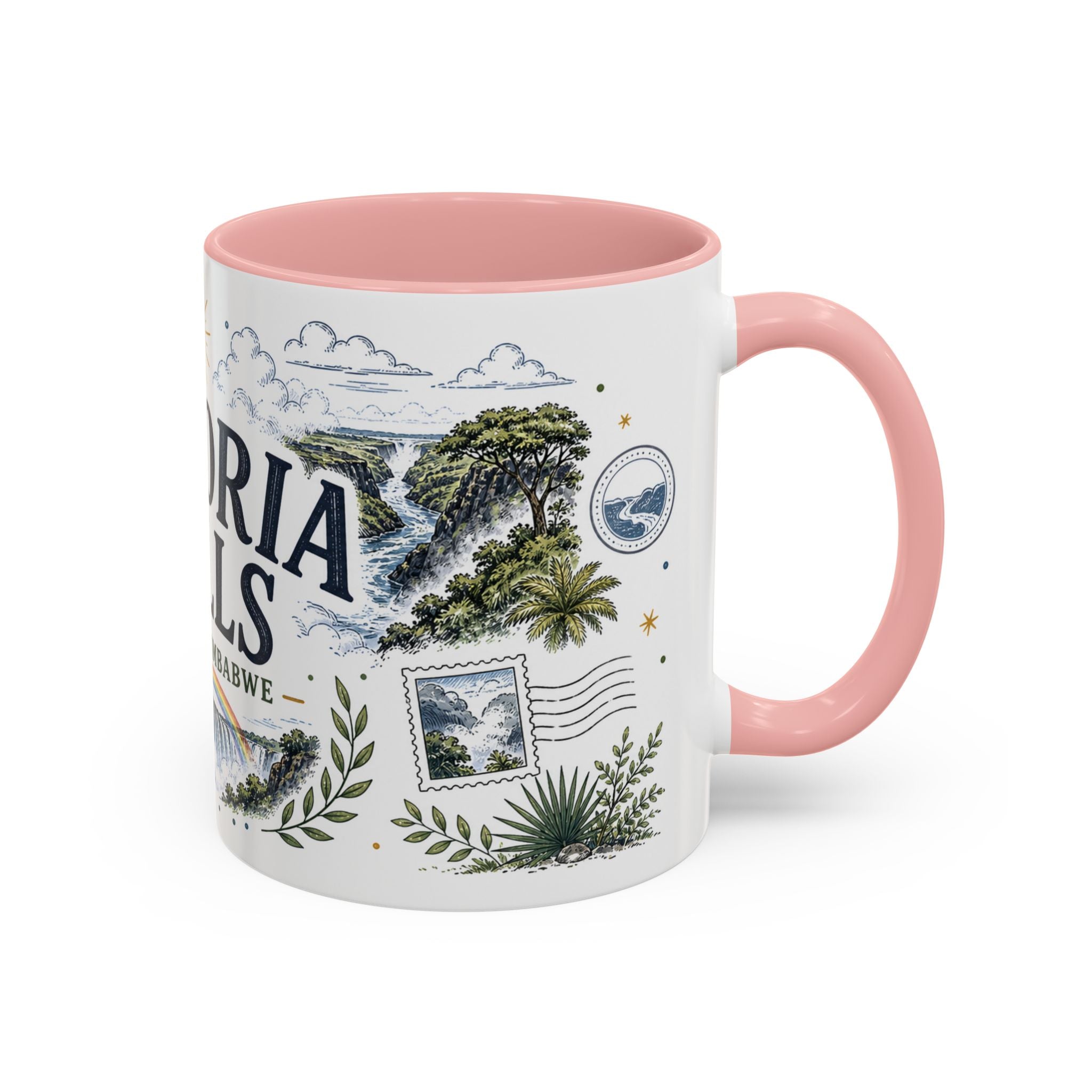 Victoria Falls Coffee Mug | Travel Destination Souvenir Gift | Accent Color Ceramic 11oz 15oz
