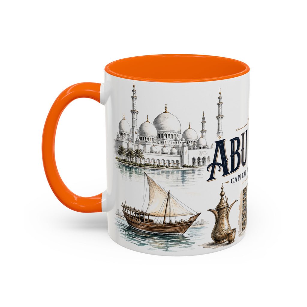 Abu Dhabi Coffee Mug | United Arab Emirates Travel Souvenir | Vintage Illustrated City Gift | 11 oz 15 oz Accent Mug
