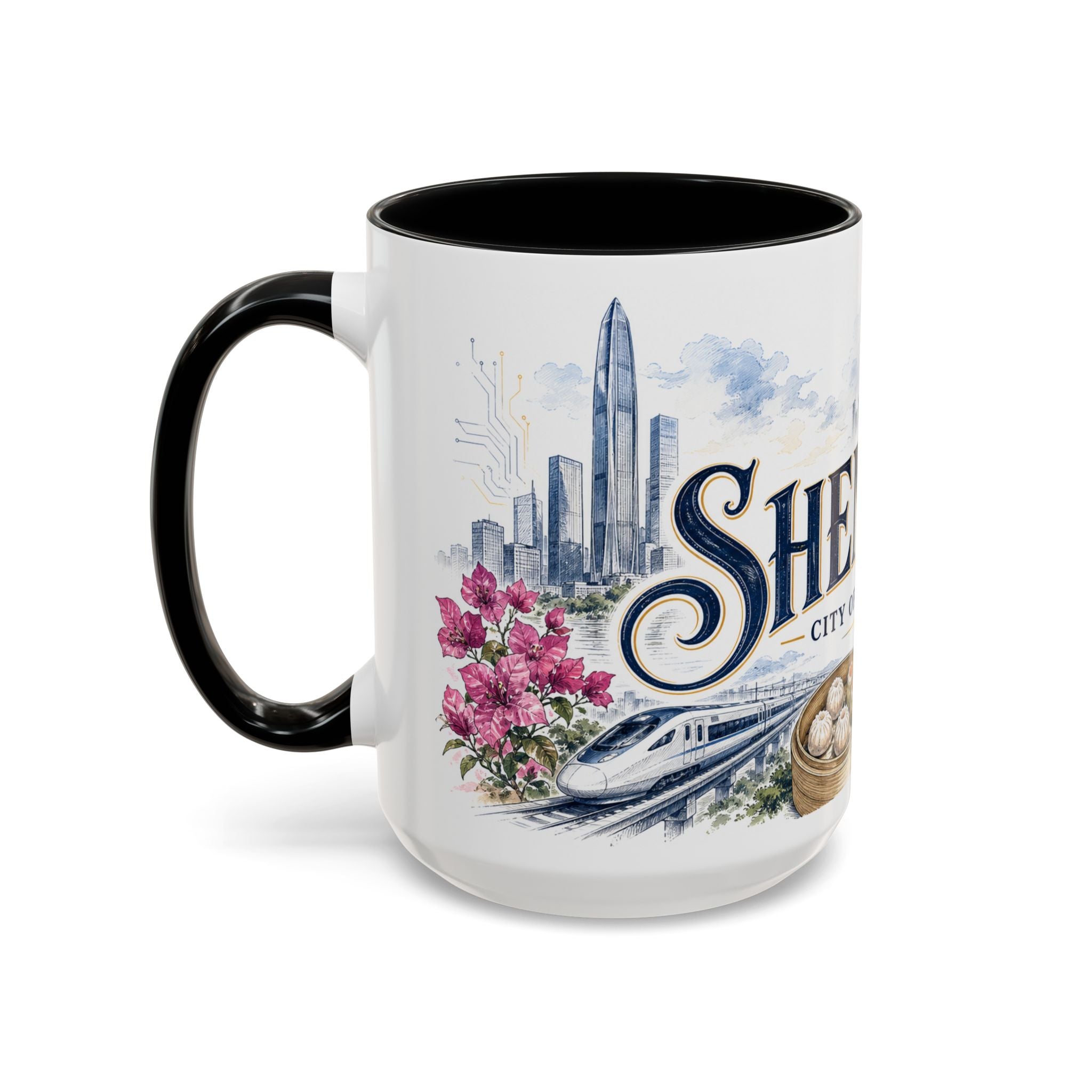 Shenzhen Coffee Mug | China Travel Souvenir | Vintage Illustrated City Gift | 11 oz 15 oz Accent Mug