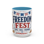 Freedom Fest Coffee Mug | Grill Chill Fireworks 4th of July | Accent Color Ceramic 11oz 15oz