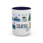 Seattle Coffee Mug | Postage Stamp Collage Mug | Travel Souvenir Accent Cup 11oz 15oz