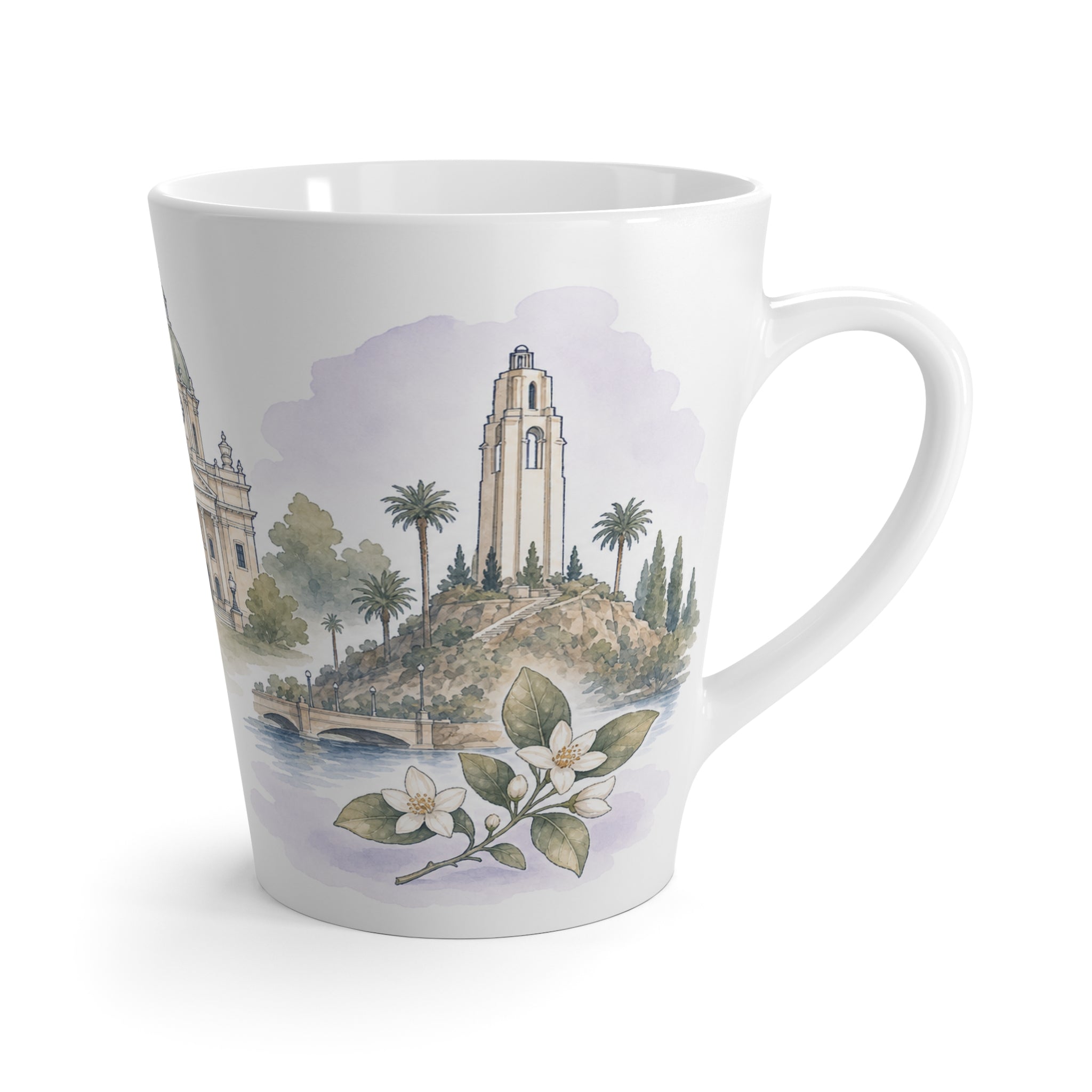 Riverside Latte Mug | Watercolor City Travel Mug | 12 oz Ceramic Souvenir Gift