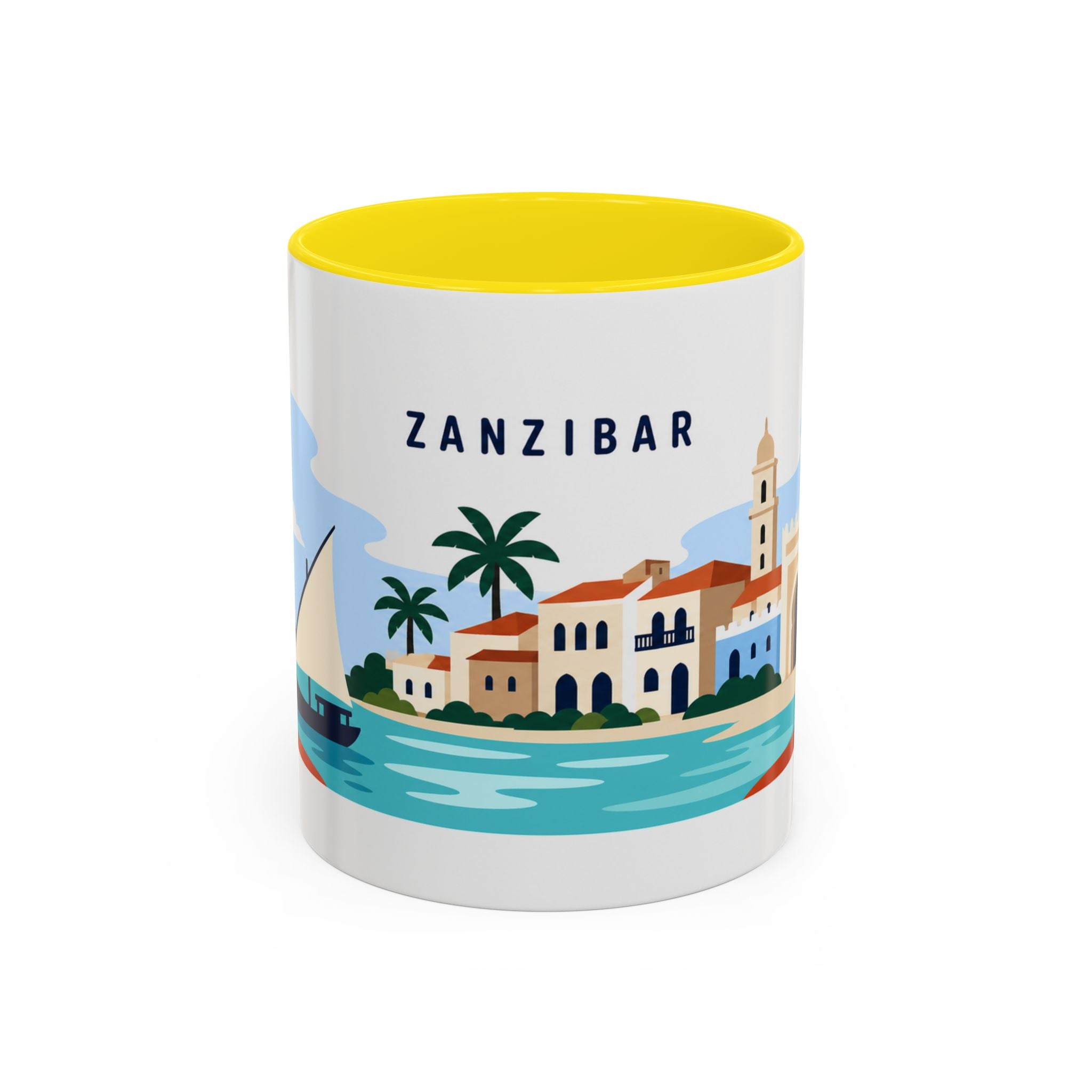 Zanzibar Coffee Mug | Travel Destination Souvenir Gift | Accent Color Ceramic 11oz 15oz