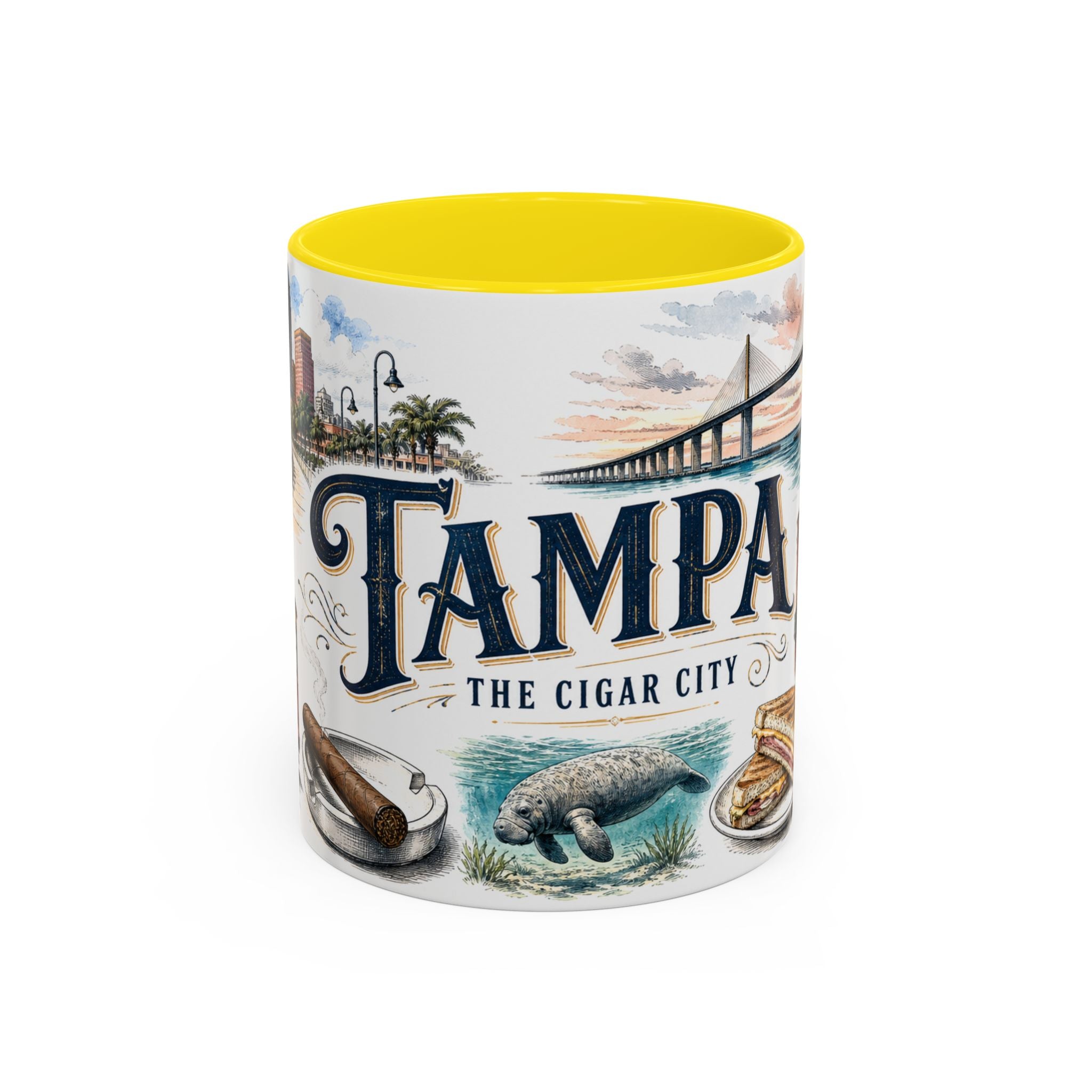 Tampa Coffee Mug | United States Travel Souvenir | Vintage Illustrated City Gift | 11 oz 15 oz Accent Mug