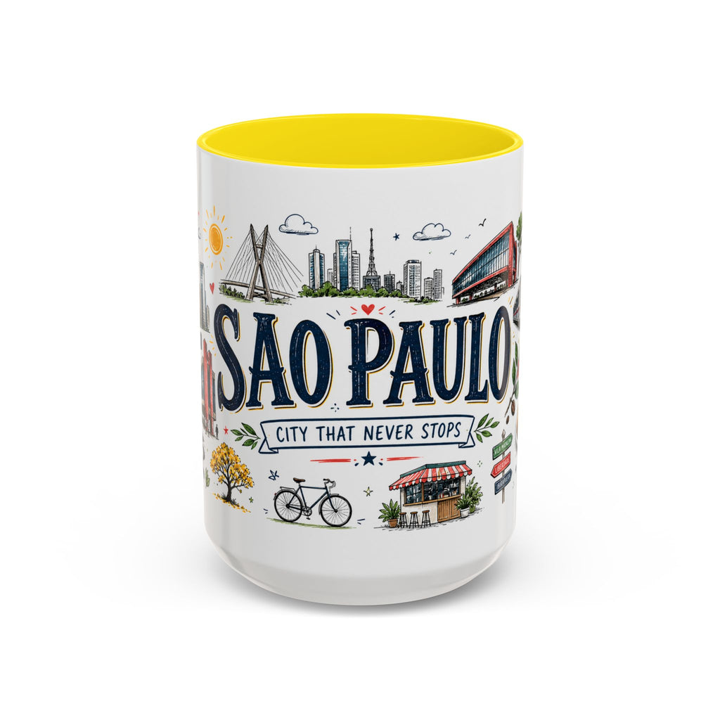 Sao Paulo Coffee Mug | Brazil Souvenir Travel Gift | Accent Color Ceramic 11oz 15oz