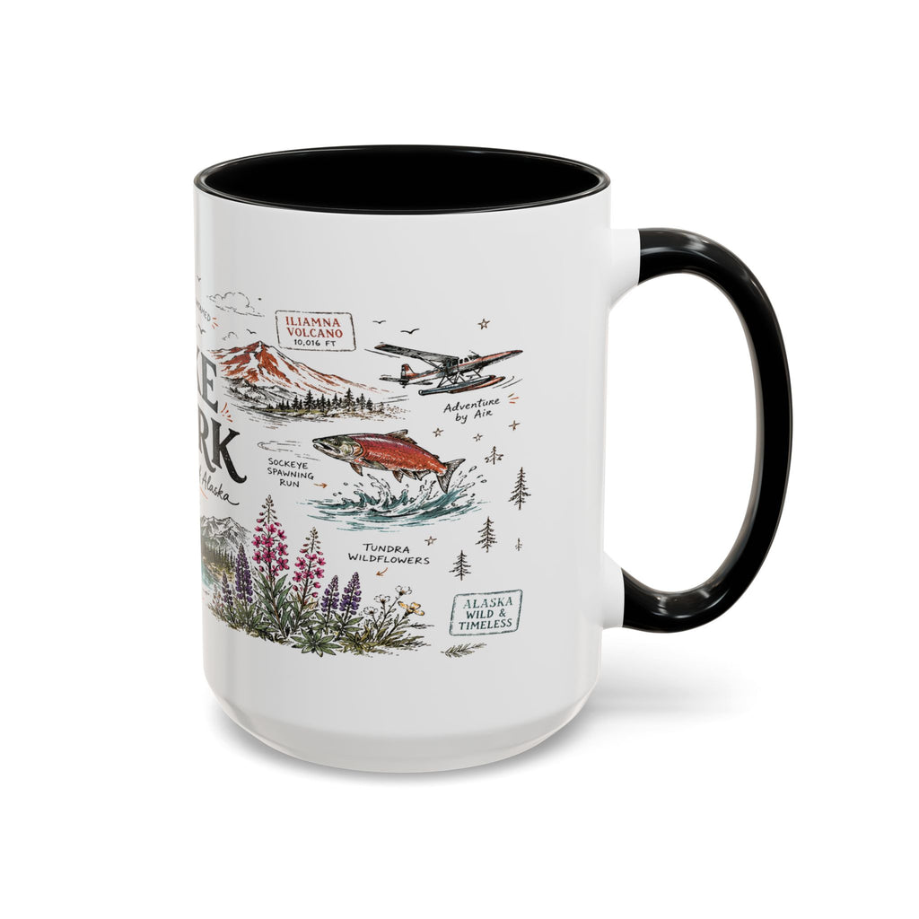 Lake Clark National Park Coffee Mug | Alaska Fly-in Wilderness Adventure Gift | Accent Color Ceramic 11oz 15oz