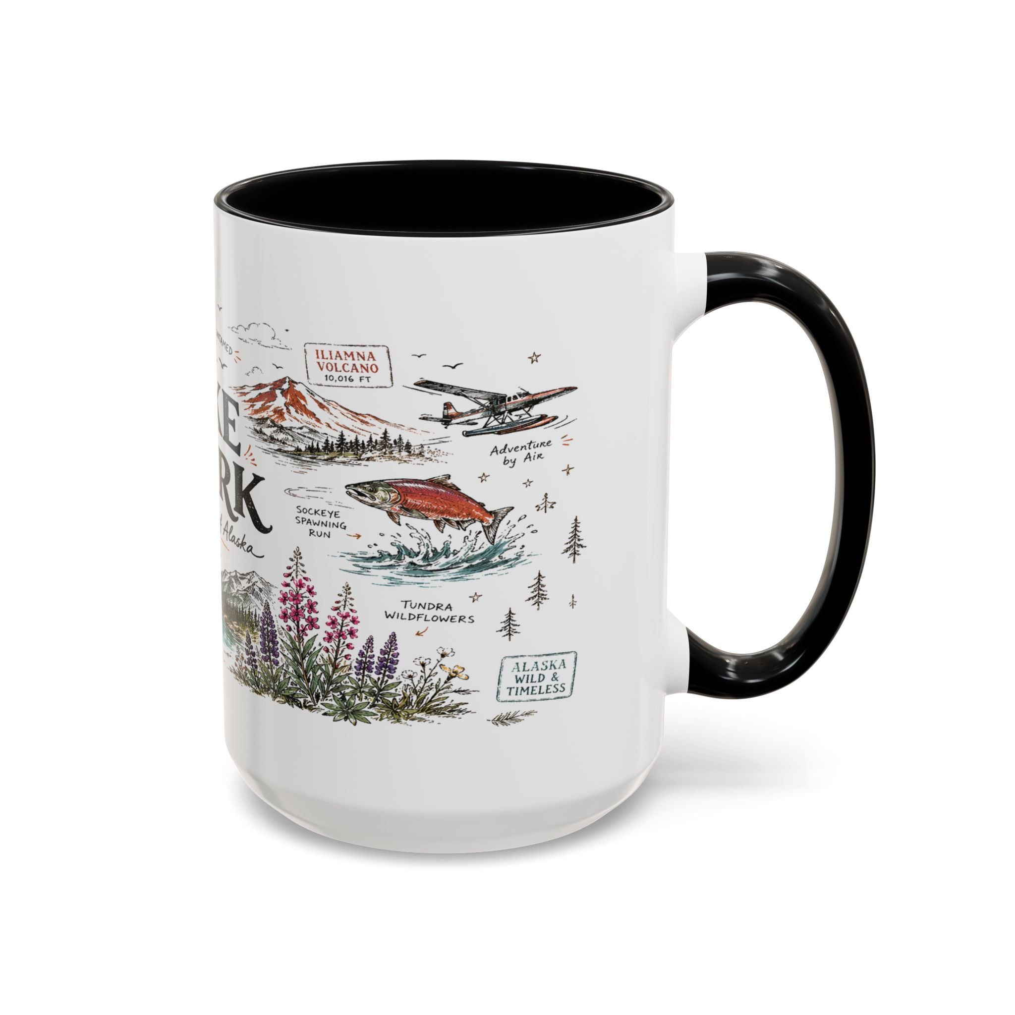 Lake Clark National Park Coffee Mug | Alaska Fly-in Wilderness Adventure Gift | Accent Color Ceramic 11oz 15oz