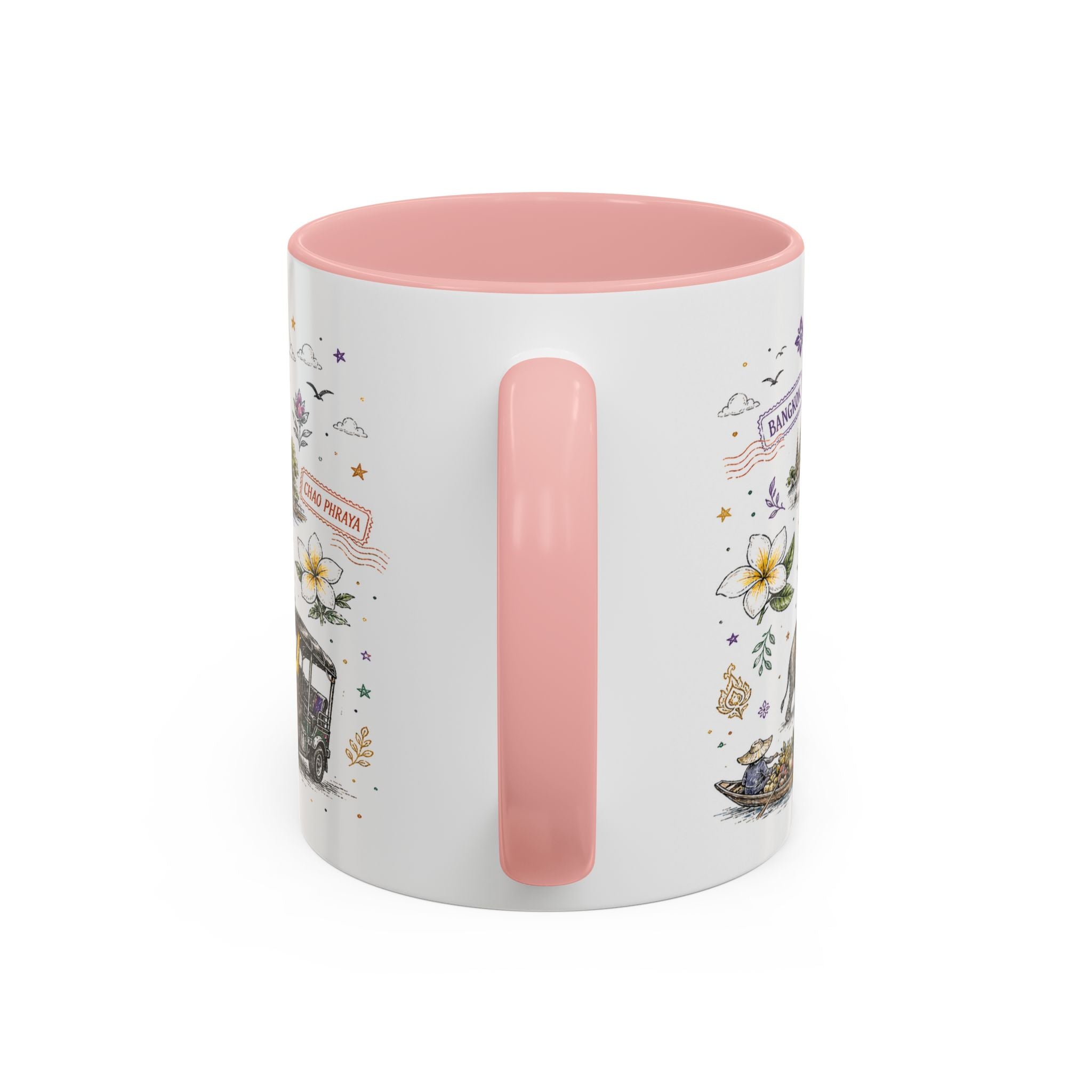 Bangkok Coffee Mug | Thailand Souvenir Travel Gift | Accent Color Ceramic 11oz 15oz