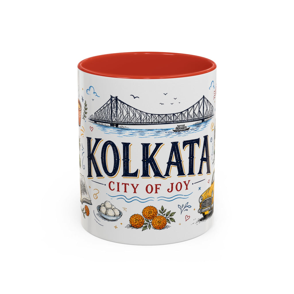 Kolkata Coffee Mug | India Souvenir Travel Gift | Accent Color Ceramic 11oz 15oz