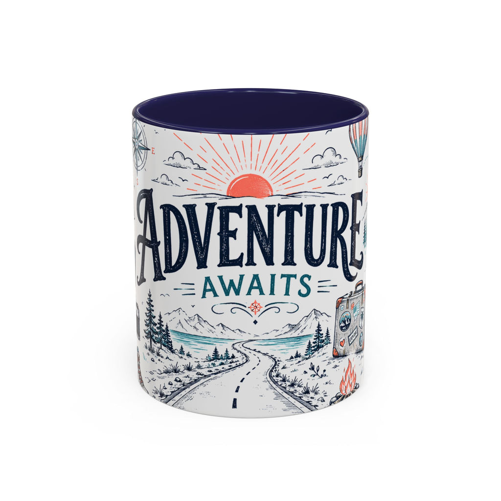 Adventure Awaits Coffee Mug | Class of 2026 Graduation Gift | Accent Color Ceramic 11oz 15oz