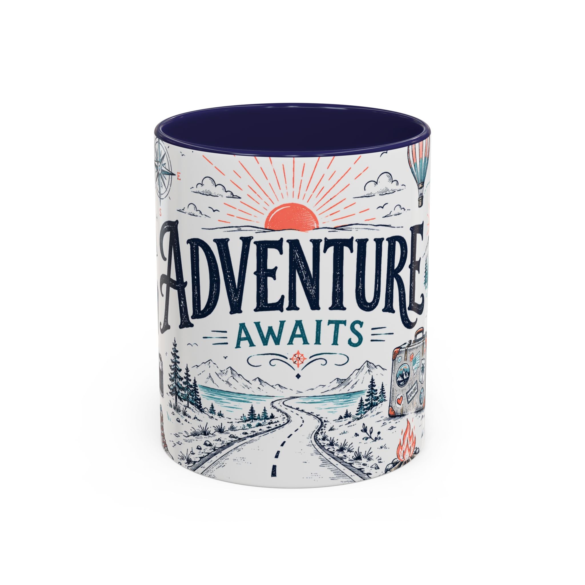 Adventure Awaits Coffee Mug | Class of 2026 Graduation Gift | Accent Color Ceramic 11oz 15oz