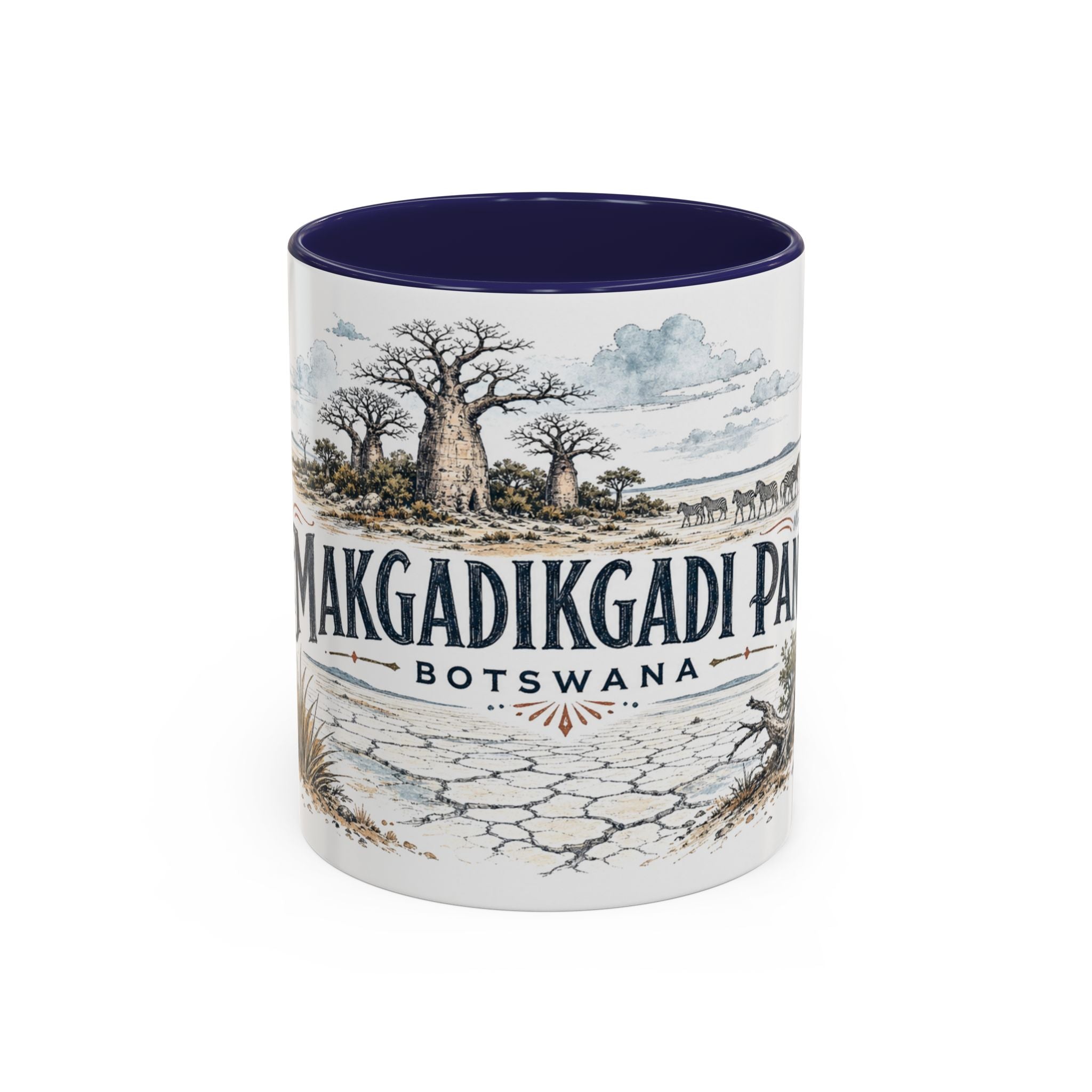Makgadikgadi Pans Mug, Botswana Travel Souvenir, Bucket List Gift, Accent Ceramic Coffee Mug 11oz 15oz
