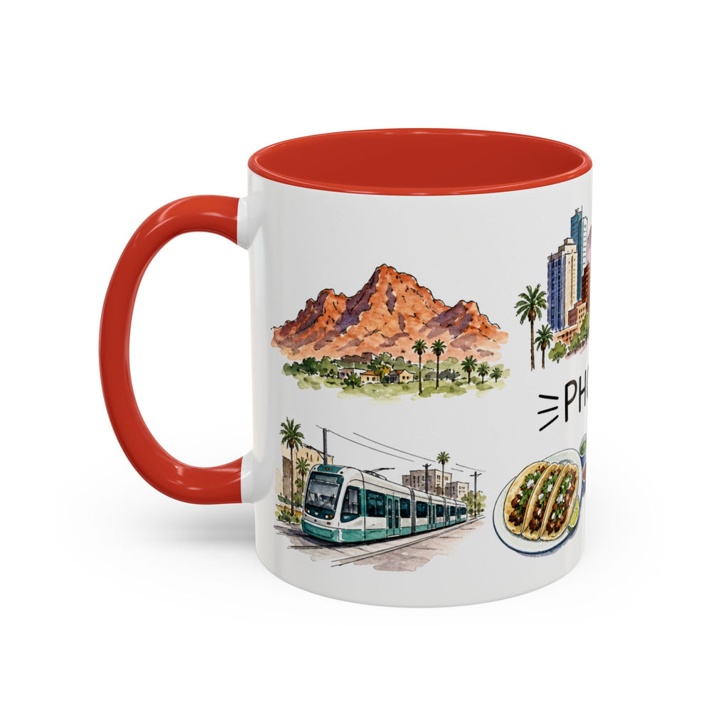 Phoenix Illustrated Travel Mug | City Souvenir Accent Coffee Mug | 11oz 15oz Ceramic Cup