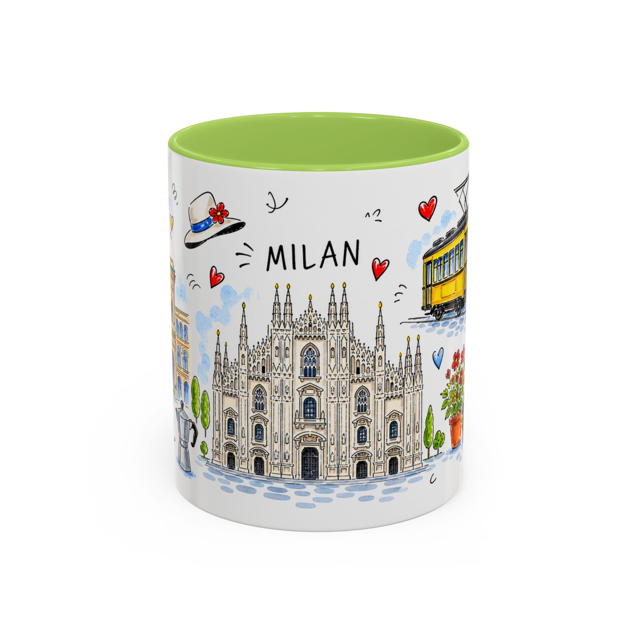 Milan Travel Mug | European City Souvenir Accent Coffee Mug | 11oz 15oz Ceramic Cup