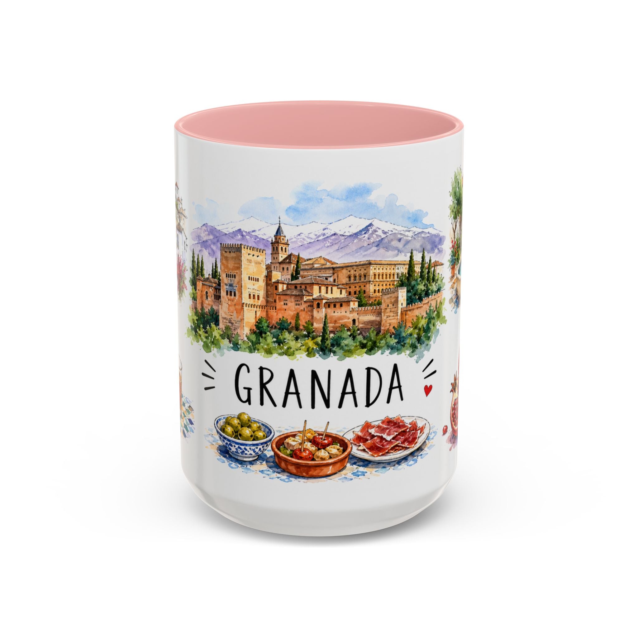 Granada Illustrated Travel Mug | City Souvenir Accent Coffee Mug | 11oz 15oz Ceramic Cup