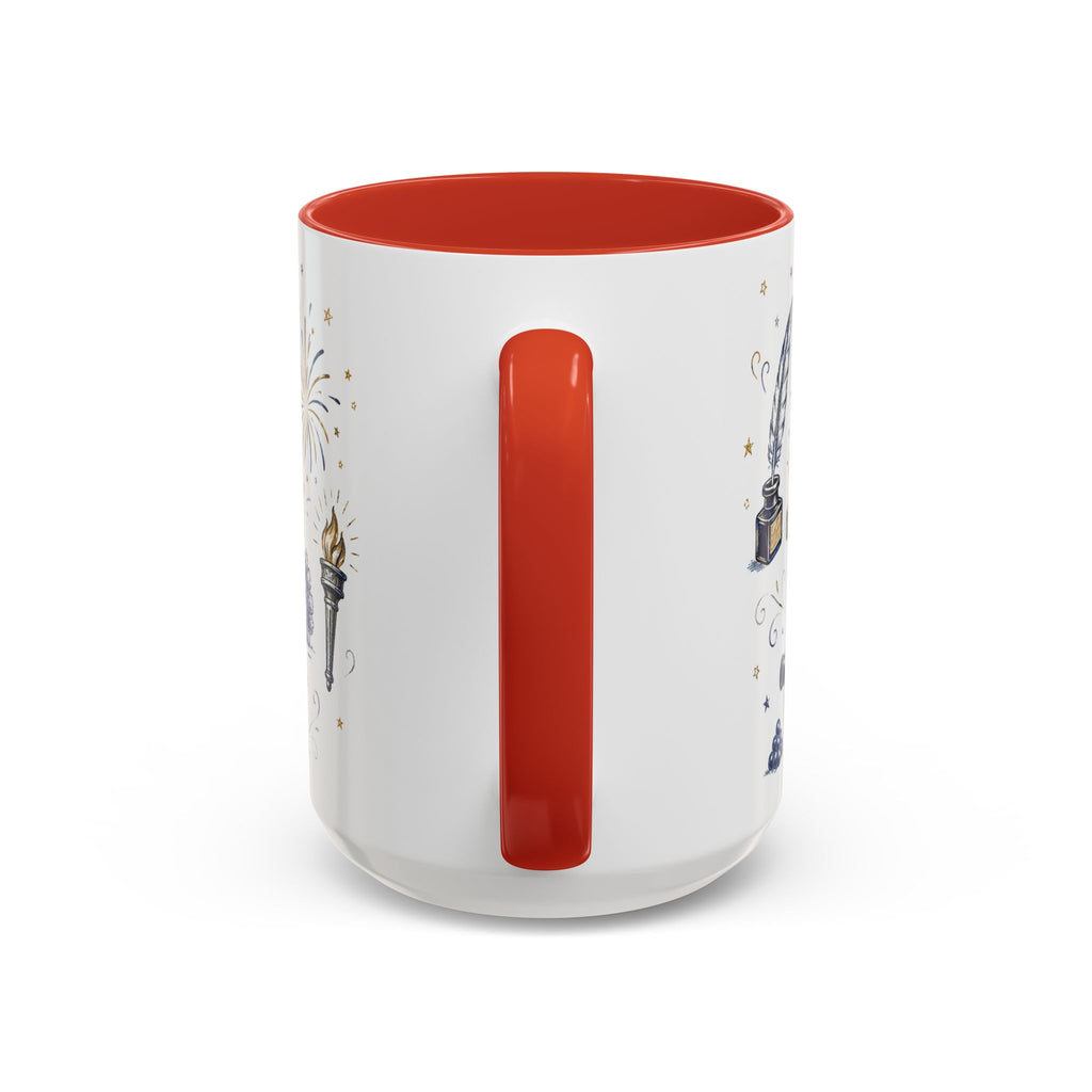 America 250 Coffee Mug | 1776-2026 Patriotic 4th of July Gift | Accent Color Ceramic 11oz 15oz