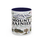 Mount Rainier Coffee Mug | National Park Hiking Washington Gift | Accent Color Ceramic 11oz 15oz