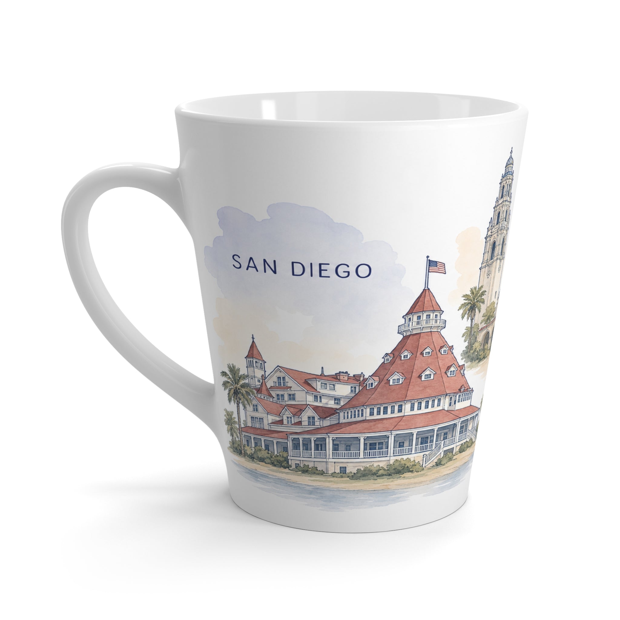 San Diego Latte Mug | Watercolor City Travel Mug | 12 oz Ceramic Souvenir Gift