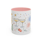 New Year Mug | Midnight Clock Toast Watercolor Celebration Gift | Accent Cup 11oz 15oz