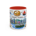 Hong Kong Illustrated Travel Mug | City Souvenir Accent Coffee Mug | 11oz 15oz Ceramic Cup