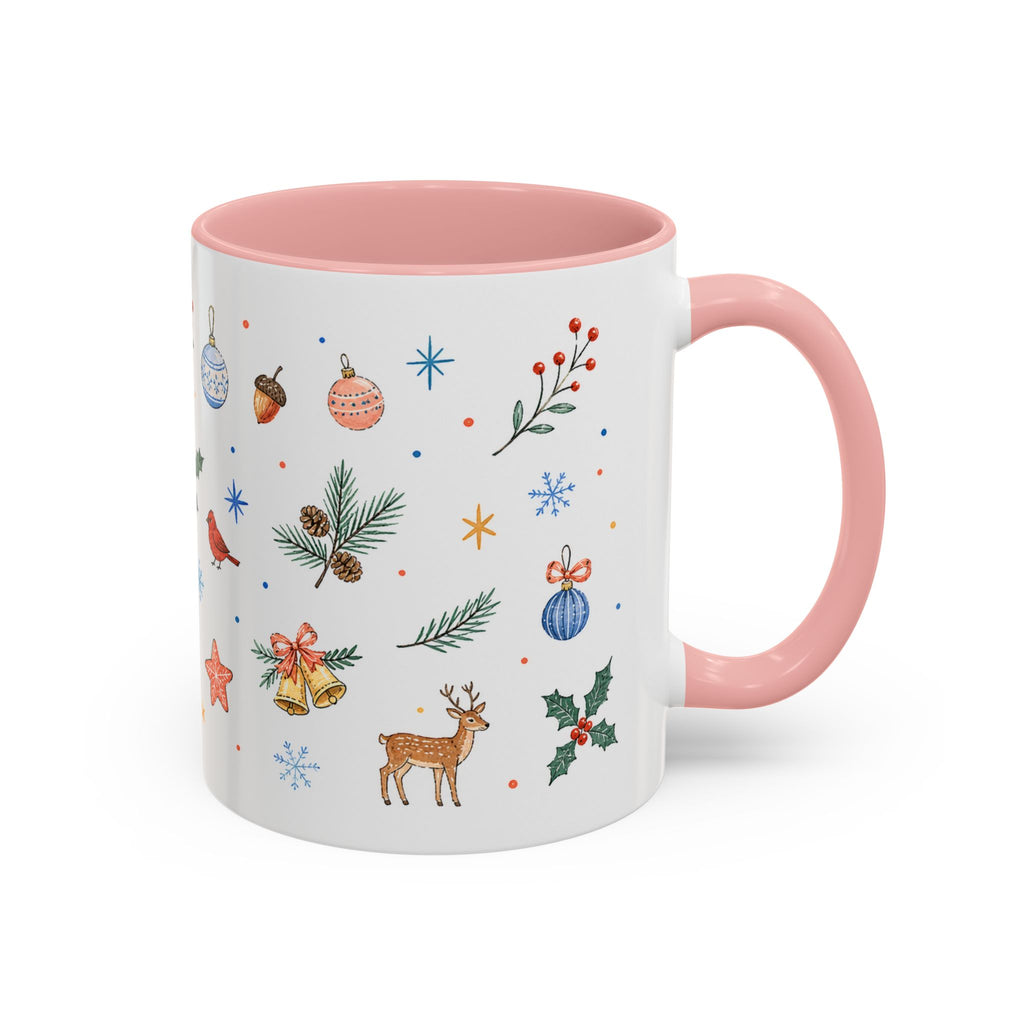 Woodland Christmas Mug | Deer Bird Watercolor Holiday Gift | Accent Cup 11oz 15oz