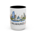 Milwaukee Illustrated Travel Mug | City Souvenir Accent Coffee Mug | 11oz 15oz Ceramic Cup