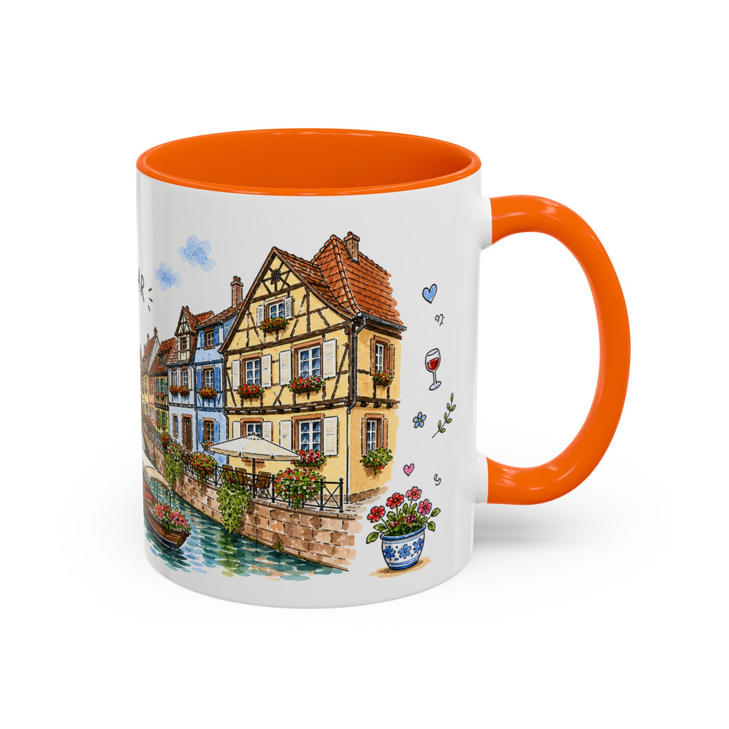 Colmar Illustrated Travel Mug | France Souvenir Accent Coffee Mug | 11oz 15oz Ceramic Cup