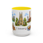Durham Illustrated Travel Mug | City Souvenir Accent Coffee Mug | 11oz 15oz Ceramic Cup