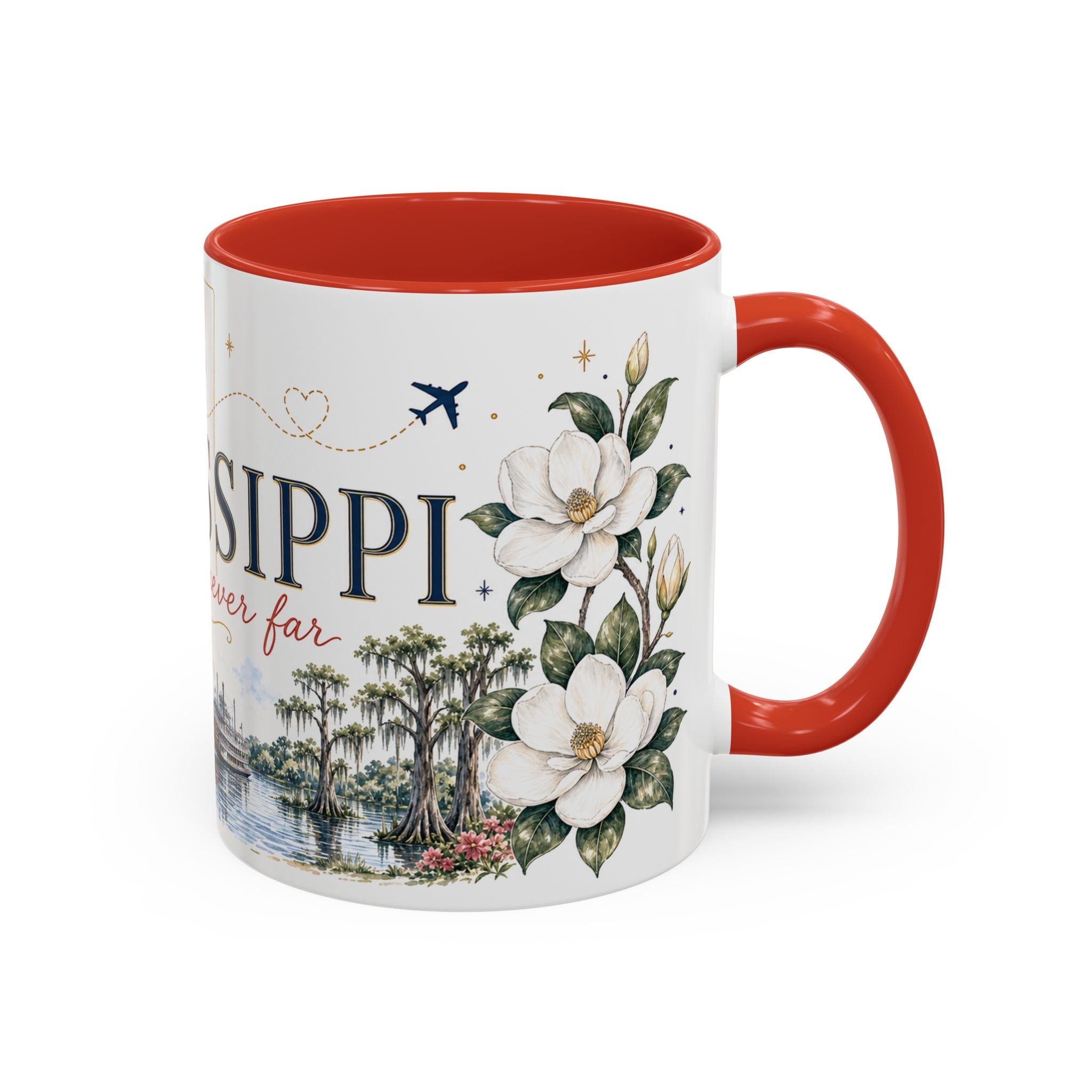 Mississippi State Map Mug | Moving Away, Homesick Gift | Botanical Accent Coffee Cup