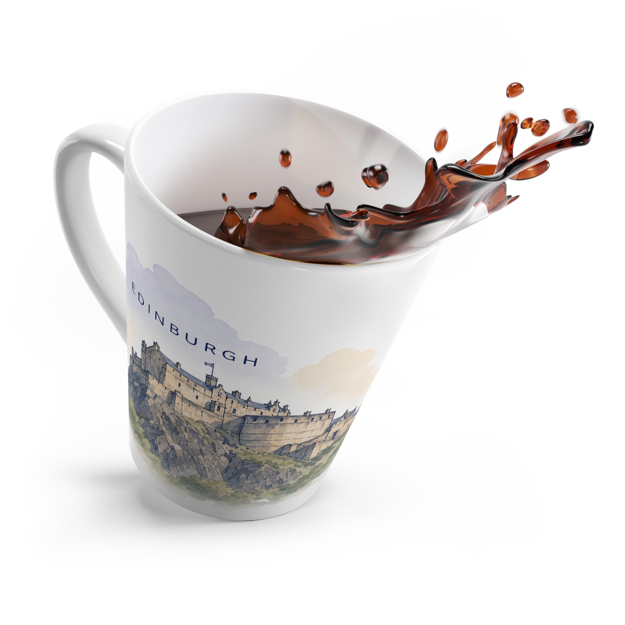 Edinburgh Latte Mug | Watercolor City Travel Mug | 12 oz Ceramic Souvenir Gift