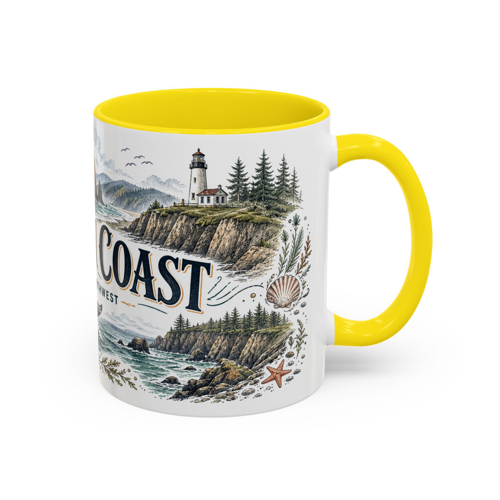 Oregon Coast Mug, Pacific Northwest Travel Souvenir, Bucket List Gift, Accent Ceramic Coffee Mug 11oz 15oz