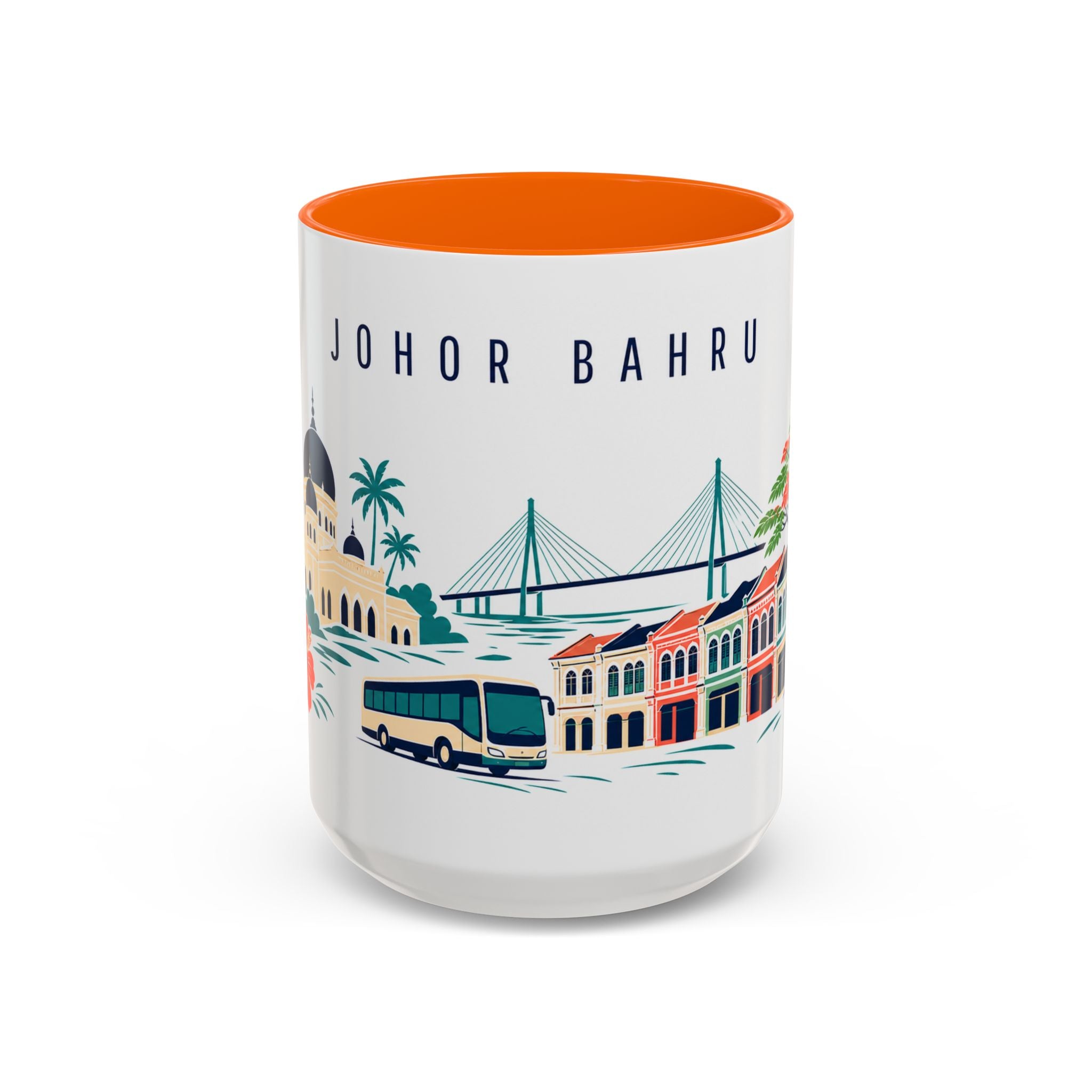 Johor Bahru Coffee Mug | Malaysia Travel Souvenir | Porcelain Decal City Gift | 11oz 15oz Accent Mug