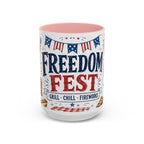 Freedom Fest Coffee Mug | Grill Chill Fireworks 4th of July | Accent Color Ceramic 11oz 15oz