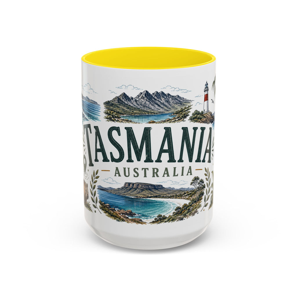 Tasmania Coffee Mug | Travel Destination Souvenir Gift | Accent Color Ceramic 11oz 15oz
