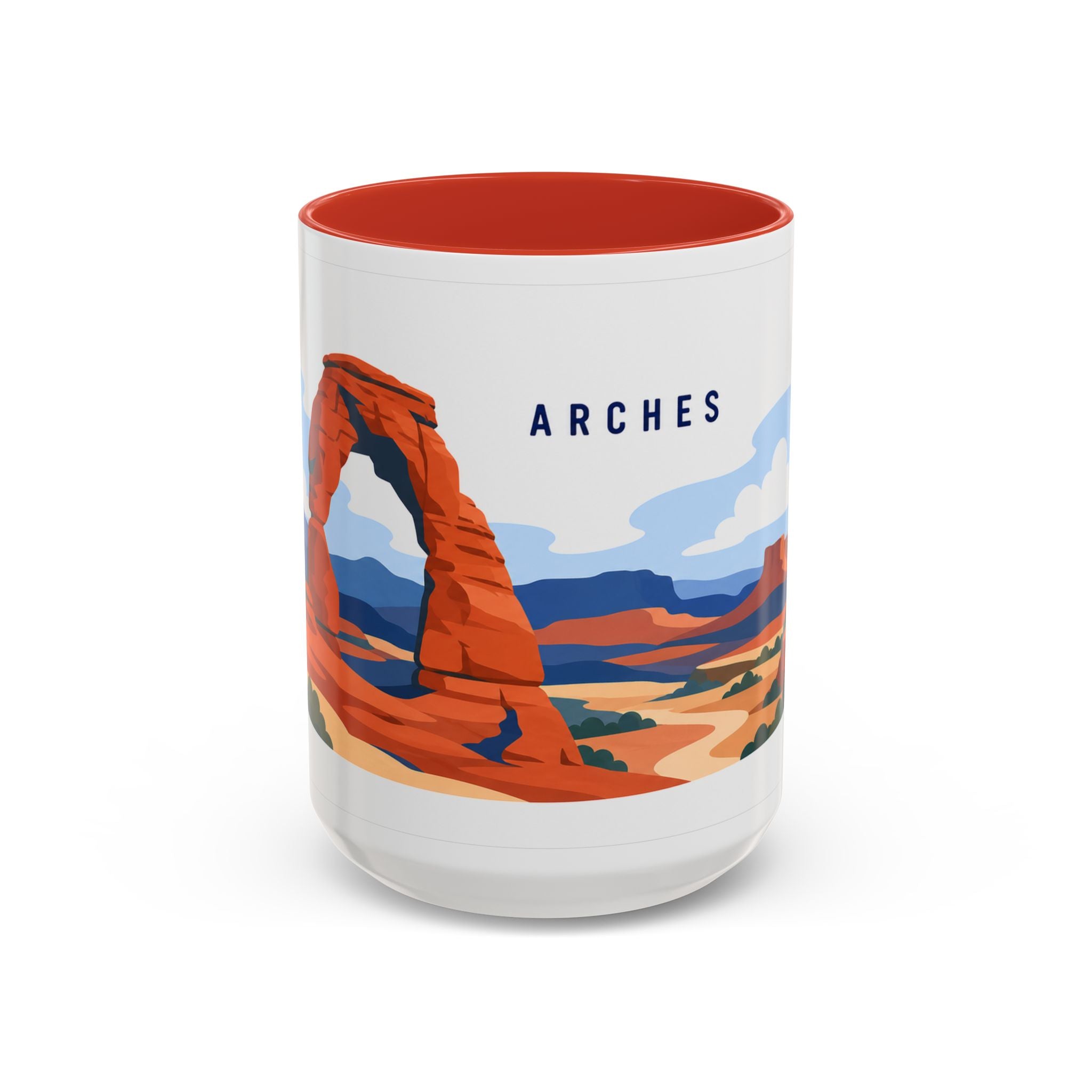 Arches National Park Coffee Mug | Solid Color Block Park Souvenir | 11oz 15oz Accent Mug