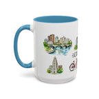 Columbus Illustrated Travel Mug | City Souvenir Accent Coffee Mug | 11oz 15oz Ceramic Cup