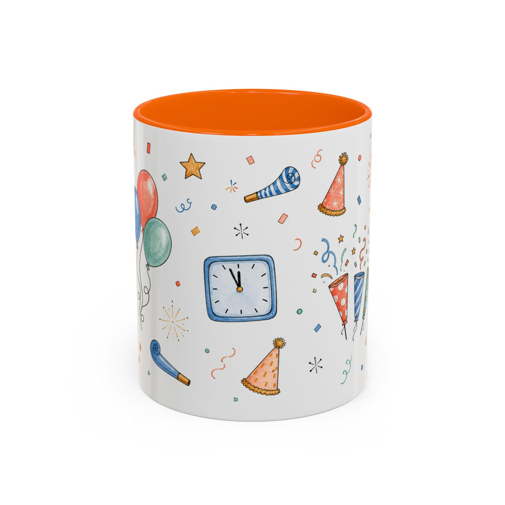 New Year Party Mug | Balloon Popper Watercolor Celebration Gift | Accent Cup 11oz 15oz