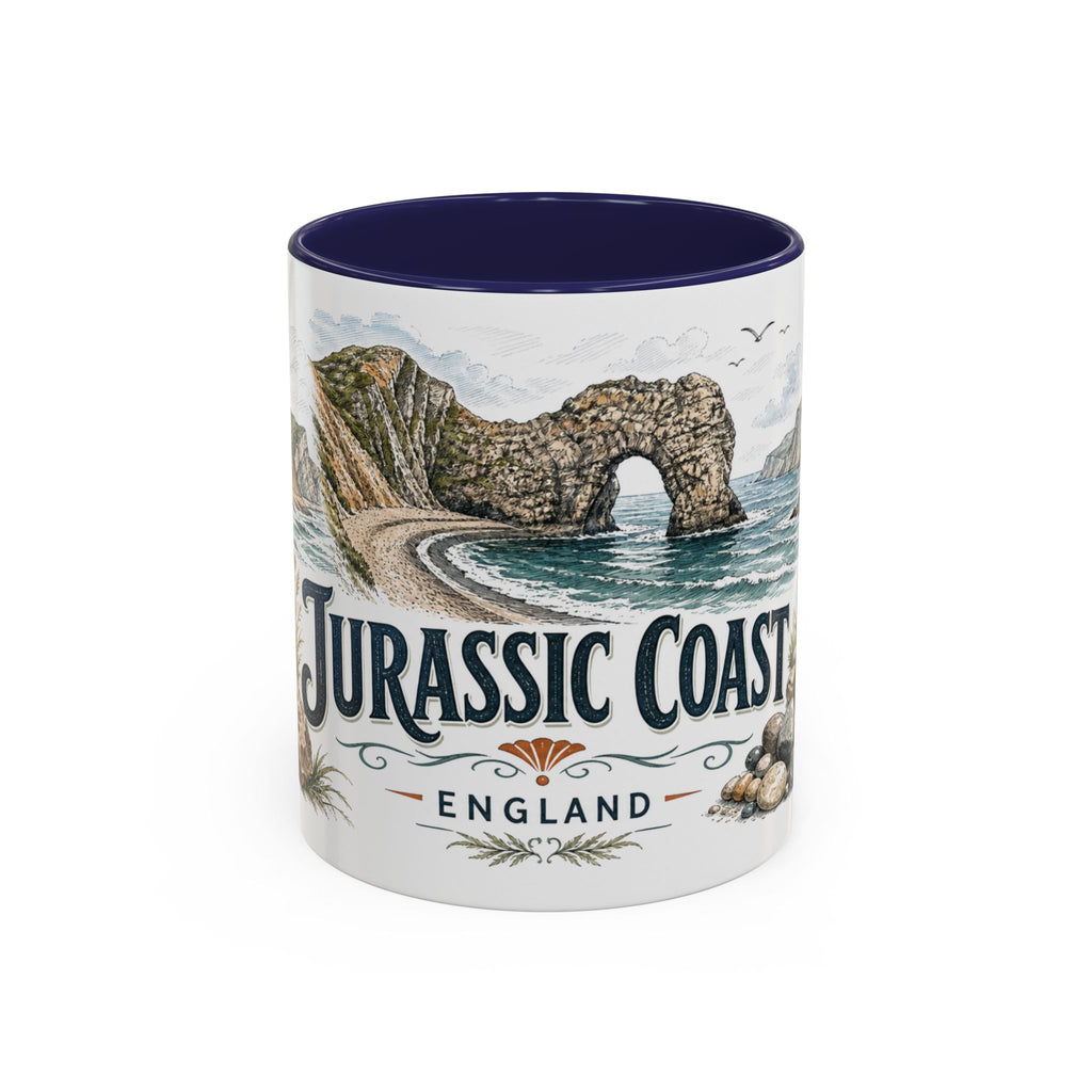 Jurassic Coast Mug, England Travel Souvenir, Bucket List Gift, Accent Ceramic Coffee Mug 11oz 15oz