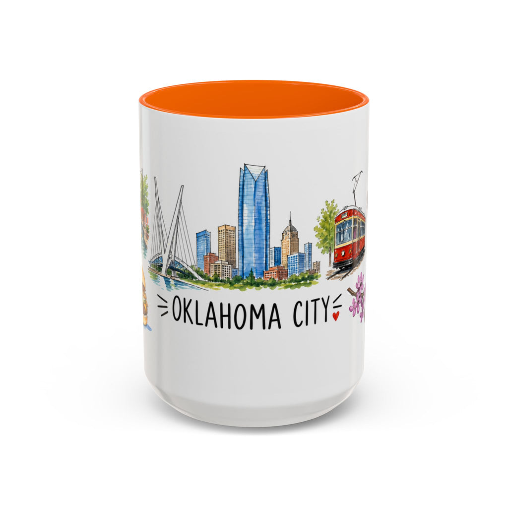 Oklahoma City Illustrated Travel Mug | City Souvenir Accent Coffee Mug | 11oz 15oz Ceramic Cup