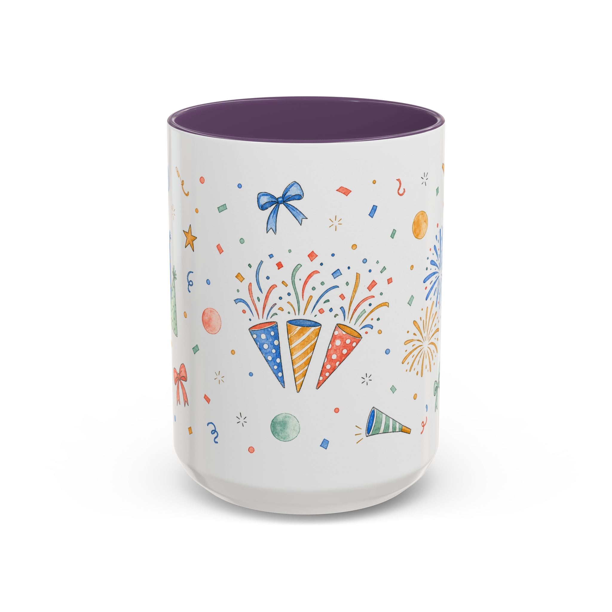 New Year Confetti Mug | Party Popper Watercolor Celebration Gift | Accent Cup 11oz 15oz