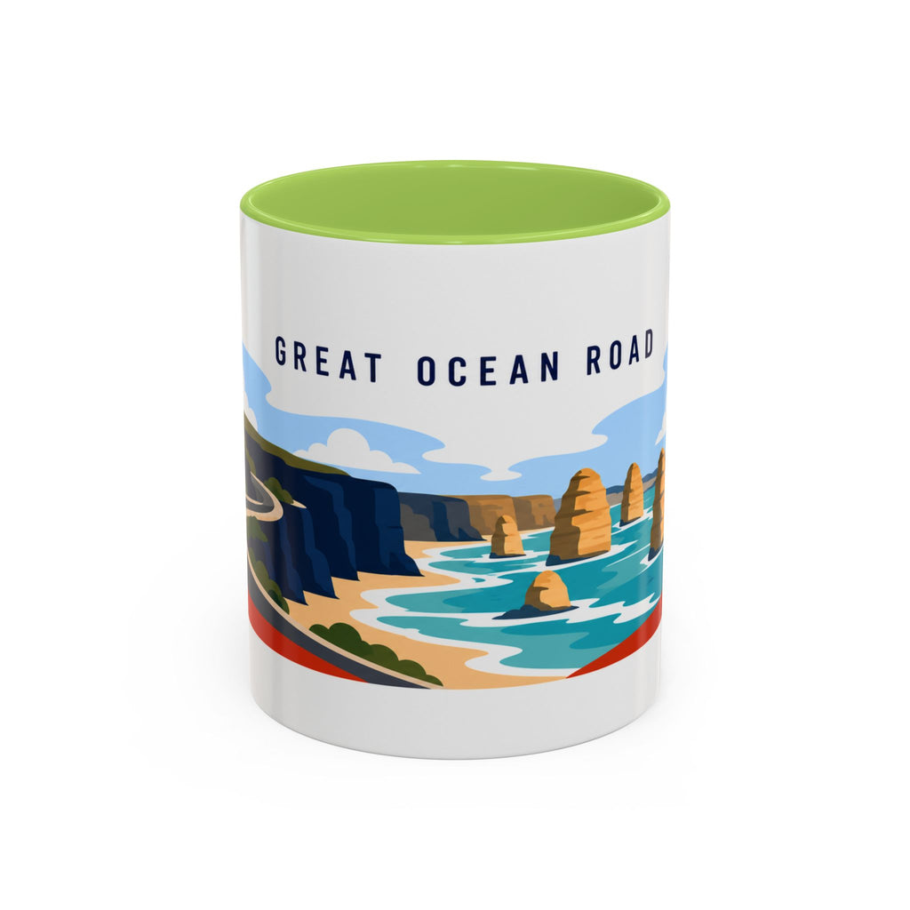 Great Ocean Road Coffee Mug | Travel Destination Souvenir Gift | Accent Color Ceramic 11oz 15oz