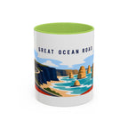 Great Ocean Road Coffee Mug | Travel Destination Souvenir Gift | Accent Color Ceramic 11oz 15oz