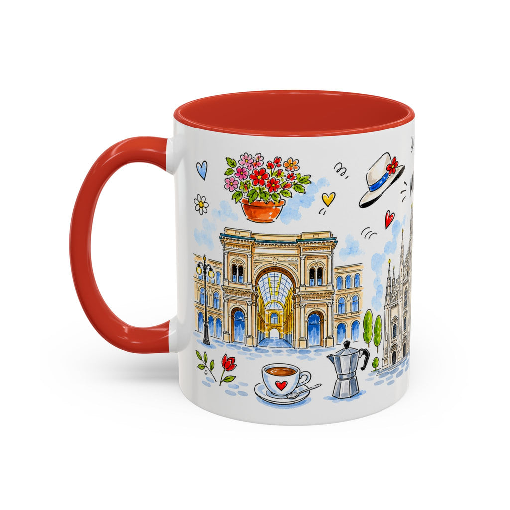 Milan Travel Mug | European City Souvenir Accent Coffee Mug | 11oz 15oz Ceramic Cup