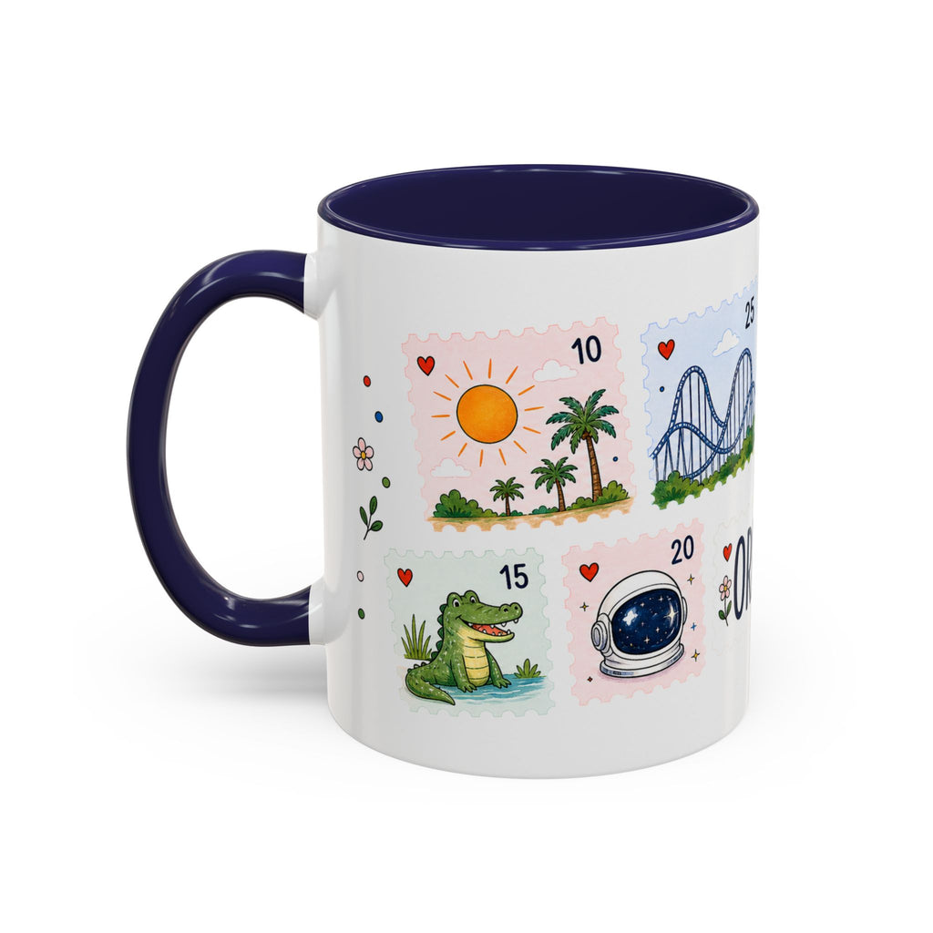 Orlando Coffee Mug | Postage Stamp Collage Mug | Travel Souvenir Accent Cup 11oz 15oz