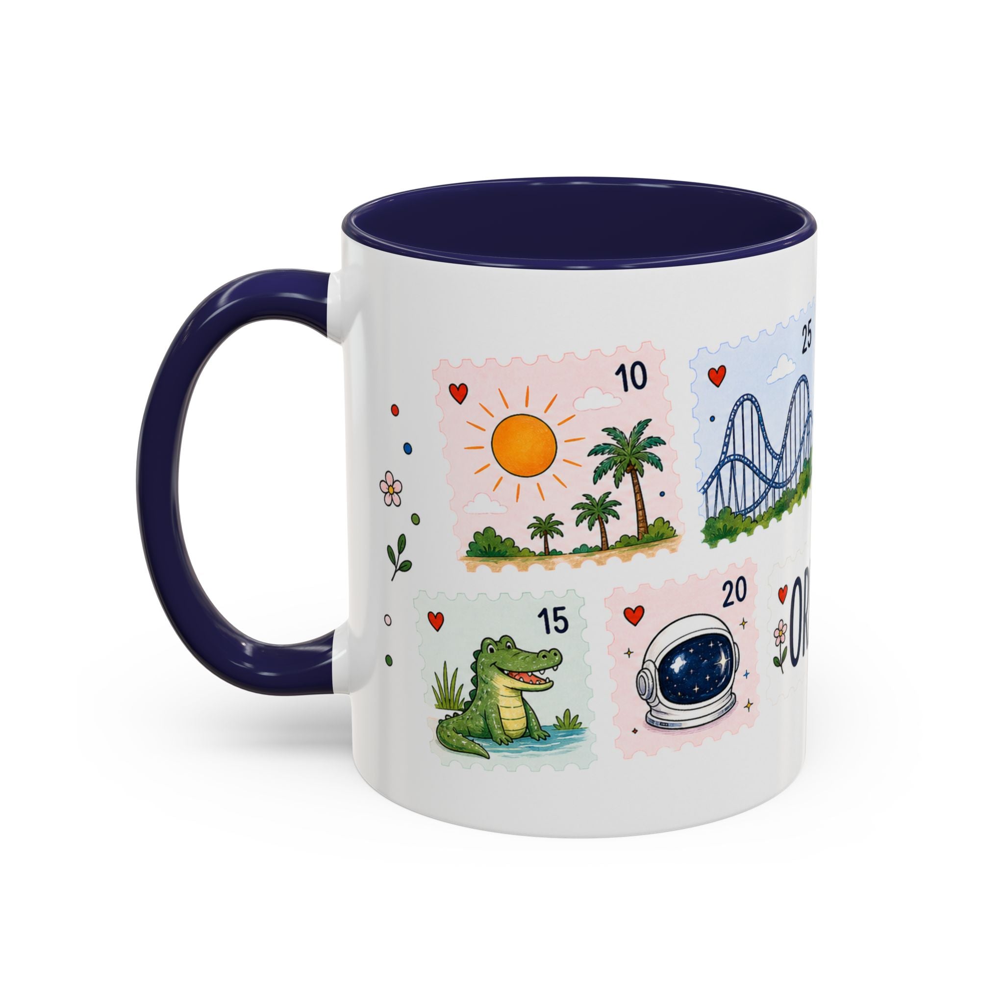 Orlando Coffee Mug | Postage Stamp Collage Mug | Travel Souvenir Accent Cup 11oz 15oz