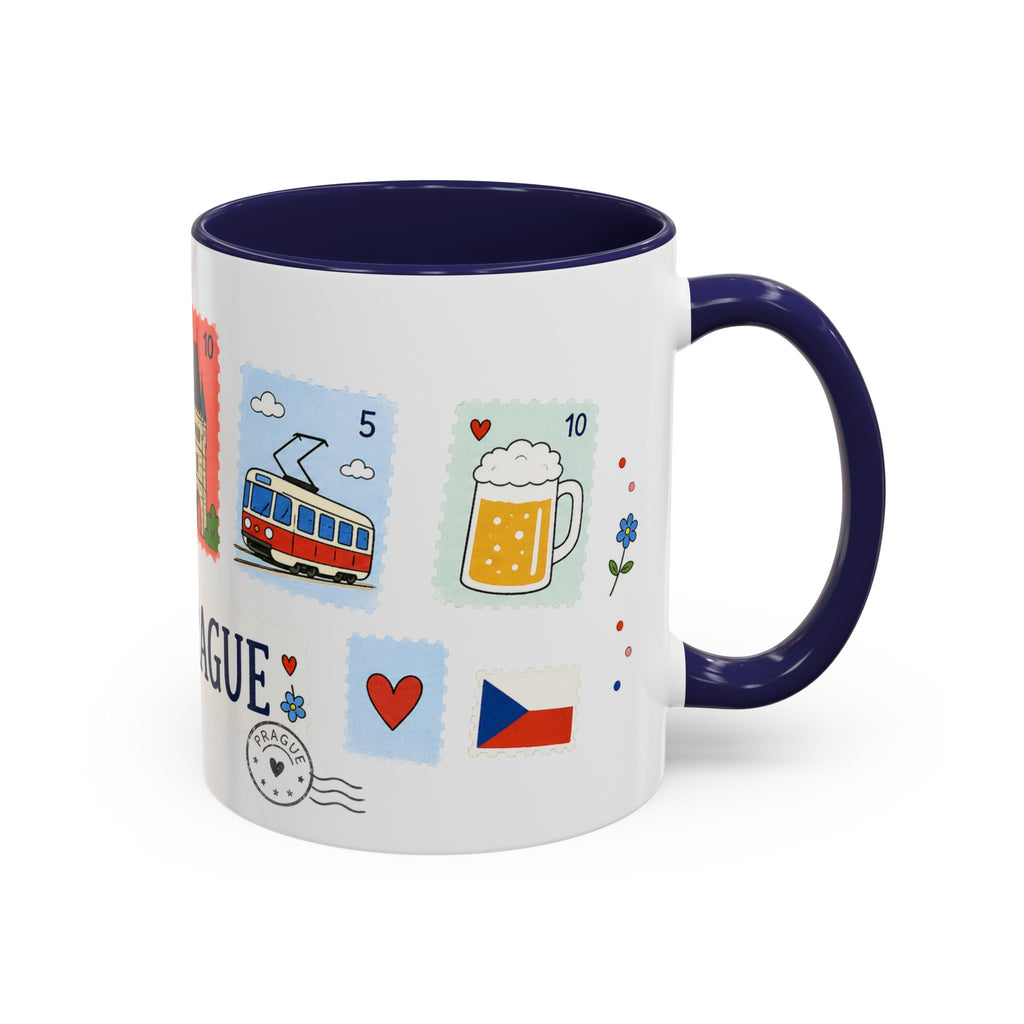 Prague Coffee Mug | Postage Stamp Collage Mug | Travel Souvenir Accent Cup 11oz 15oz