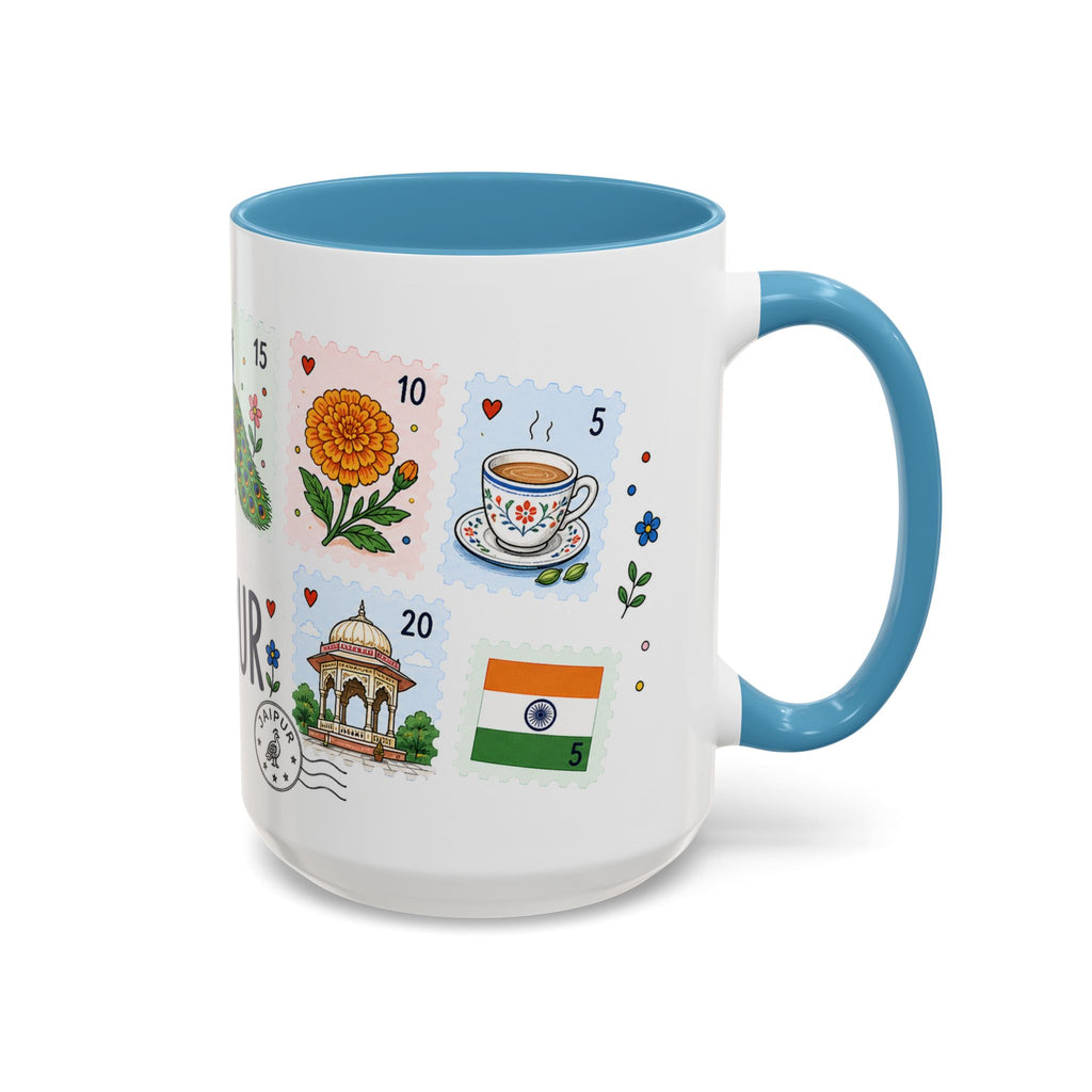 Jaipur Coffee Mug | Postage Stamp Collage Mug | Travel Souvenir Accent Cup 11oz 15oz